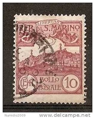 1903 SAN MARINO USATO CIFRA 10 CENT - RR3381 - Oblitérés