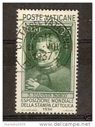 1936 VATICANO USATO STAMPA CATTOLICA 25 C - RR3379 - Gebraucht