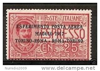 1917 REGNO P. AEREA ROMA TORINO MNH ** - RR3271 - Posta Aerea