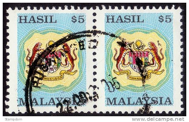 MALAYSIA 1990 $5 X2 REVENUE/Hasil USED [RM182] - Malesia (1964-...)