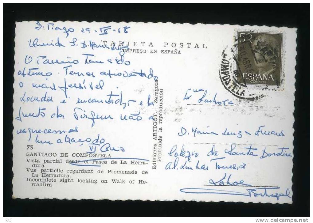 REAL PHOTO POSTCARD SANTIAGO DE COMPOSTELA SPAIN  ESPANA CARTE POSTAL STAMPED TIMBRE - Santiago De Compostela