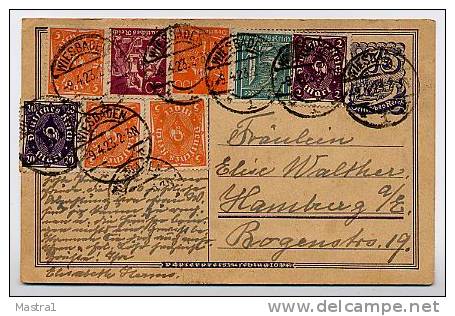 DR  P146  Postkarte  Wiesbaden - Hamburg  9.4.1923  Kat. 19,60 € - Autres & Non Classés
