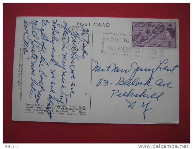 The Furness Luxury Liner " Queen Of Bermuda"  1957  Cancel To US - Bermuda