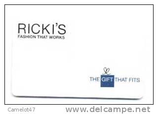 Ricki´s,  CANADA, Carte Cadeau Pour Collection # 1 - Gift And Loyalty Cards