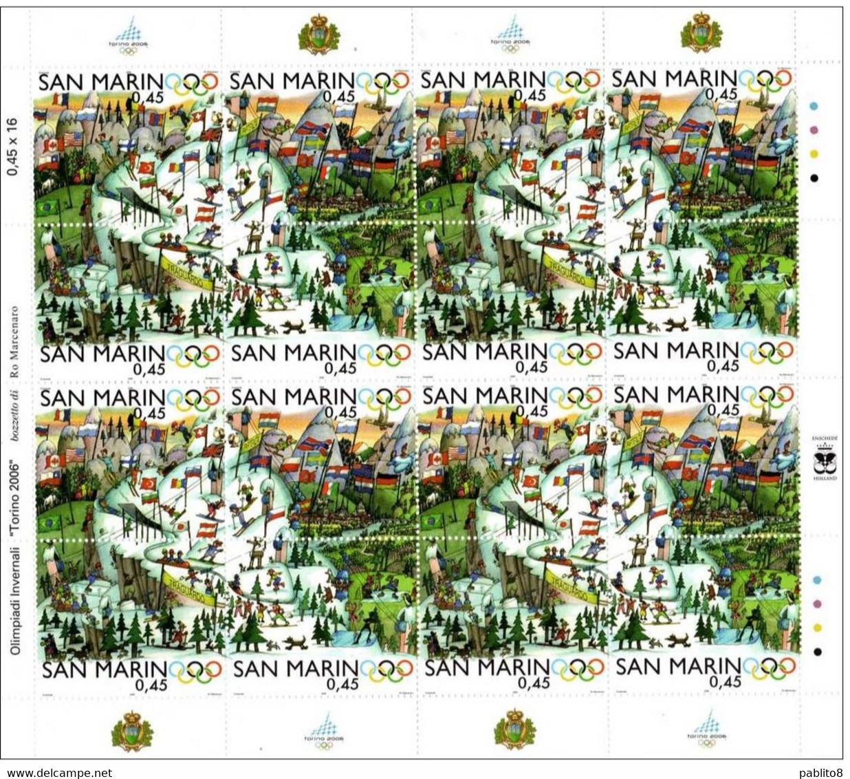 REPUBBLICA DI SAN MARINO 2006 OLIMPIADI INVERNALI GIOCHI OLIMPICI  TORINO WINTER OLYMPIC GAMES MINI FOGLIO SHEET MNH - Blocks & Kleinbögen