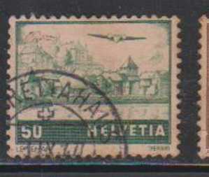 Switzerland 1941 Used Hinged, 50c Air Series, Landscape, Airplane, Aviation, Mountains, Nature - Usati