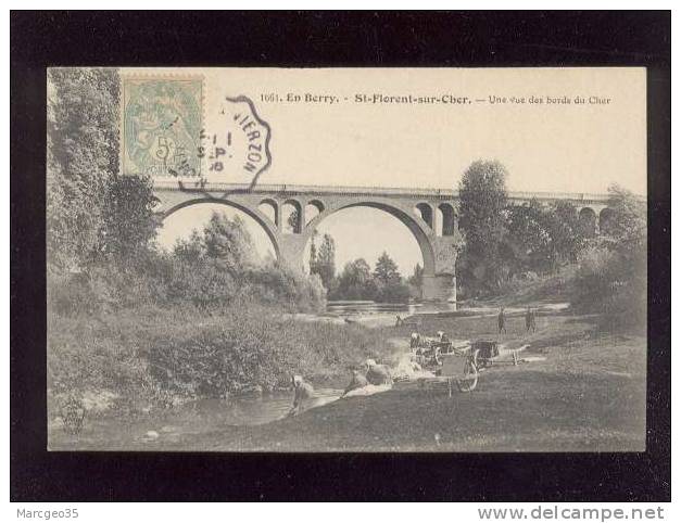 St Florent Sur Cher Une Vue Des Bords Du Cher Viaduc , Laveuses Lavandières - Saint-Florent-sur-Cher