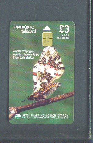 CYPRUS - Chip Phonecard/Butterfly - Cyprus