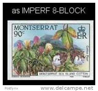 MONTSERRAT 1985. Sea Island Cotton 90c. IMPERF.8-BLOCK   [ungezähnt,non Dentelé,no  Dentado,non Dentellato] - Montserrat