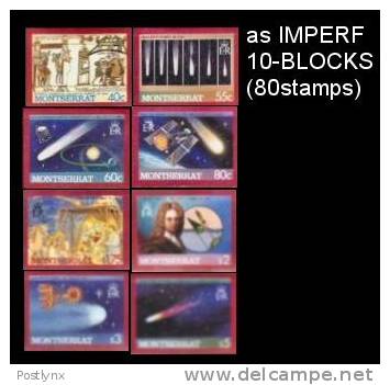 MONTSERRAT 1986. Halley´s Comet. IMPERF.10-BLOCKS:8 (80 Stamps)   [ungezähnt,non Dentelé,no Dentado] - Astronomie