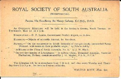 Au027/ PC 6, With Imprint, Used 1915, Adelaide (Royal Society) - Entiers Postaux