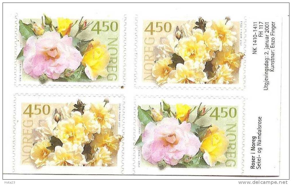 Norway Norge 2001 - Roses Booklet  MNH - Ungebraucht