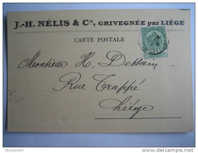 Carte Postale Publicitaire GRIVEGNEE 1906 - Entête J.-H. NELIS & Cie Chiffons En Gros-métaux à GRIVEGNEE - Other & Unclassified