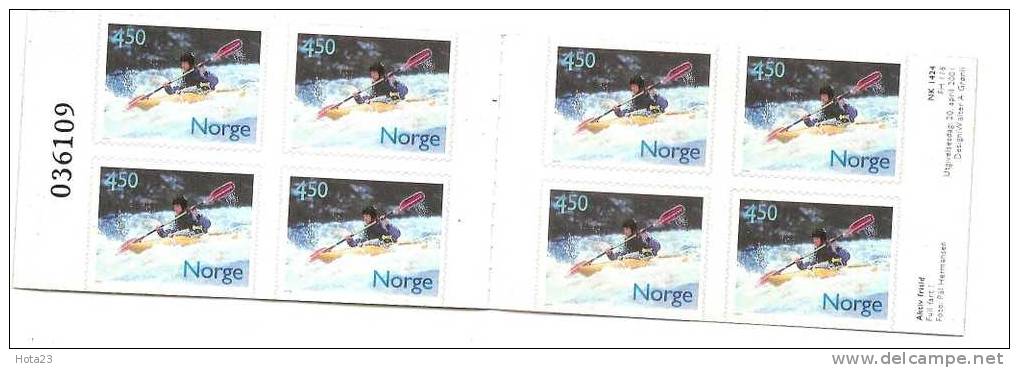 Norway Norge 2001 Tourism: Canoing In Wild Water  Full Booklet MNH - Neufs
