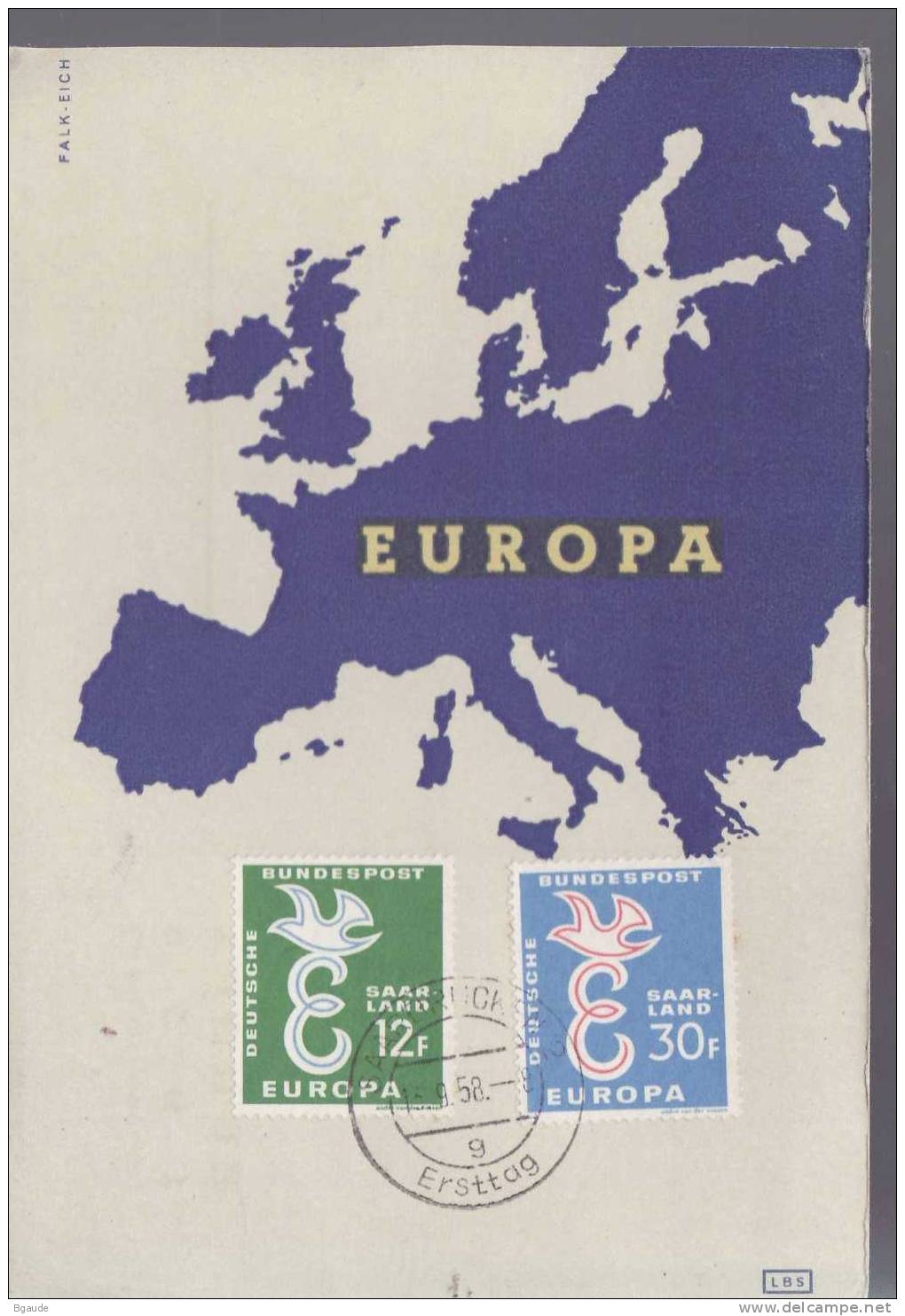 ALLEMAGNE  CARTE MAXIMUM   EUROPA CEPT 1958 NUM YVERT 164/165 - 1958