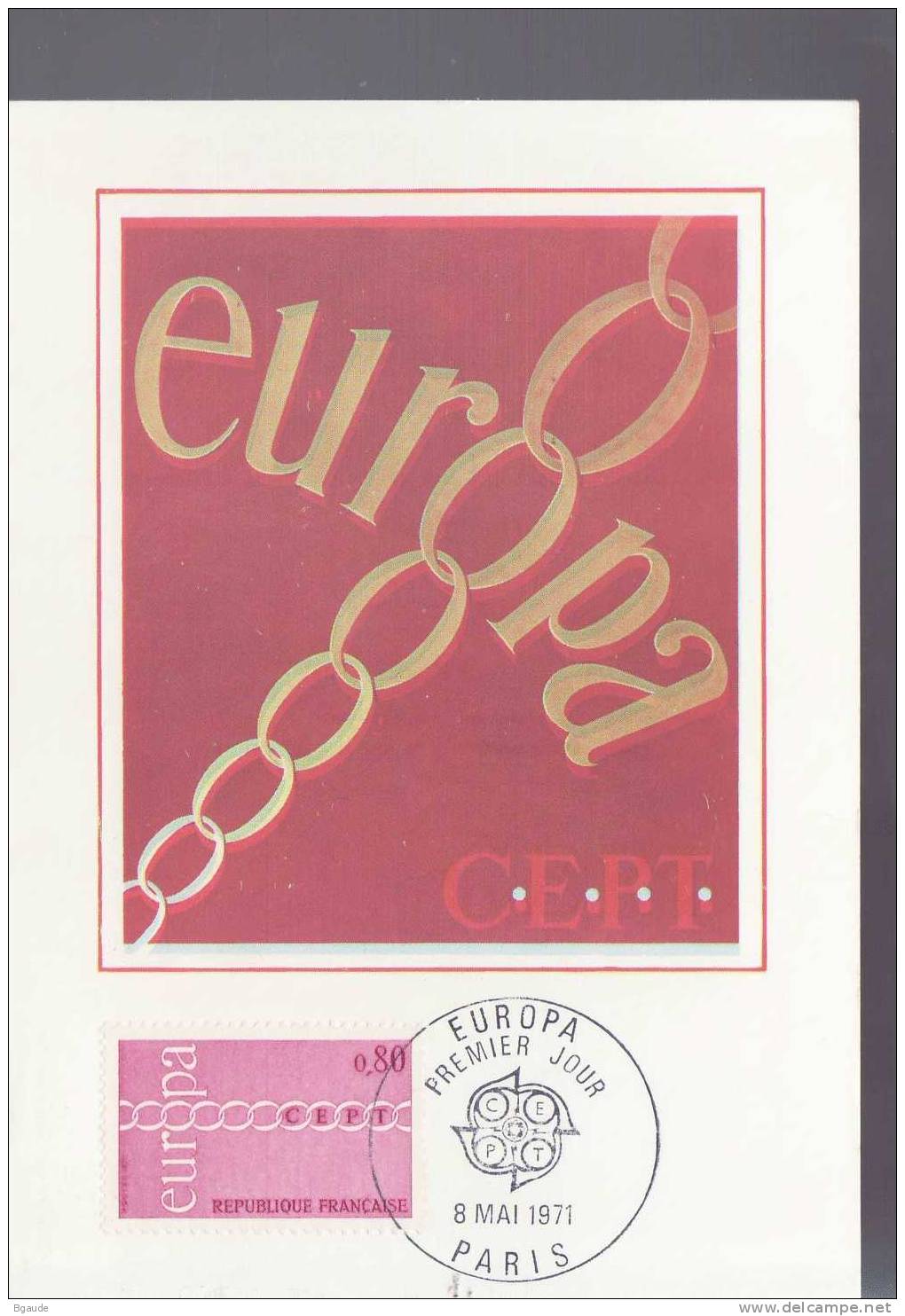 FRANCE  CARTE MAXIMUM  EUROPA CEPT 1971 NUM YVERT  1677 - 1971