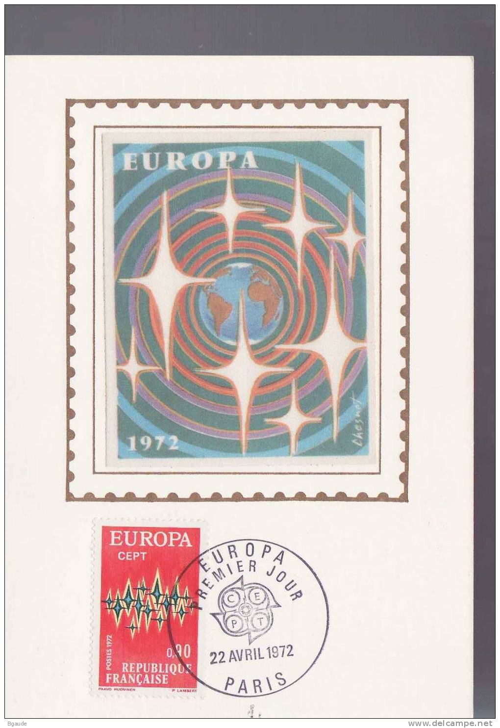 FRANCE  CARTE MAXIMUM  EUROPA CEPT 1972 NUM YVERT  1715 - 1972