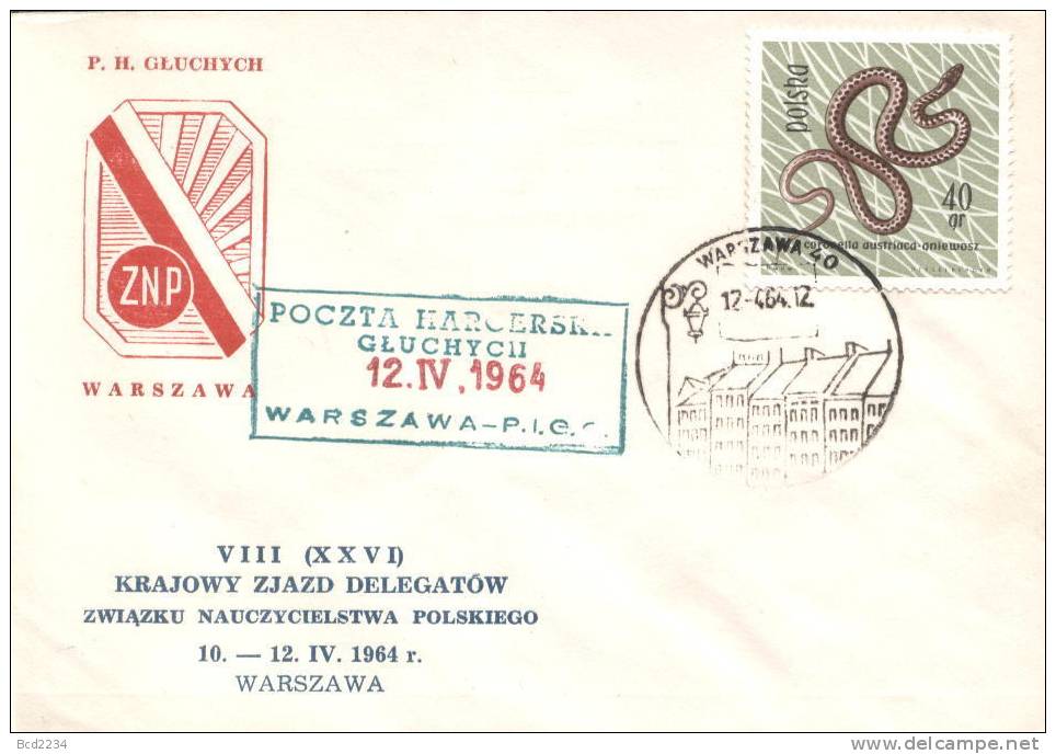 POLAND 1964 RARE DEAF SCOUTS & TEACHERS MEETING COVER Scouting Education - Handicap