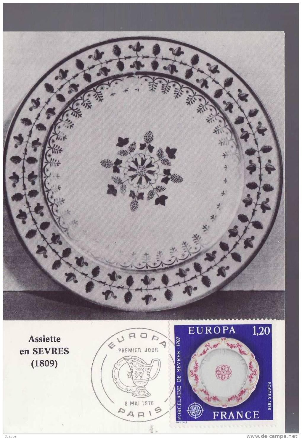 FRANCE  EUROPA CEPT 1976 NUM YVERT 1878 PORCELAINE DE SEVRES - 1976