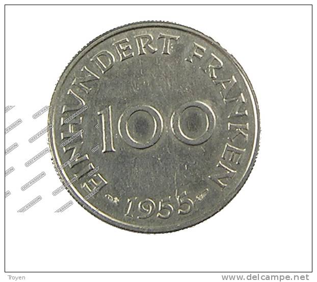 Sarre - 100 Francs - 1955 - Cu.Ni - TTB - Altri & Non Classificati