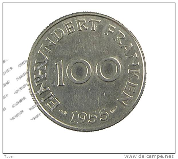 Sarre - 100 Francs - 1955 - Cu.Ni - TTB - Other & Unclassified