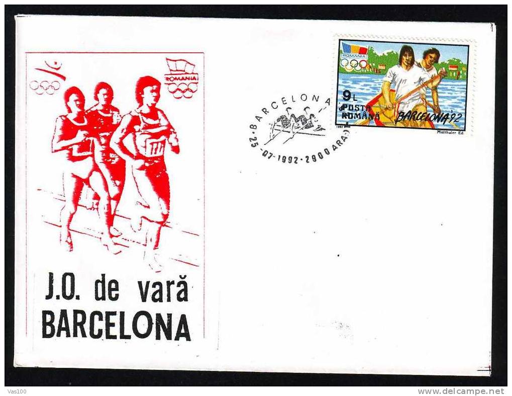 ROWING STAMP ON COVER 1992,RARE CANCELL,OLYMPIC GAMES BARCELONA. - Zomer 1992: Barcelona