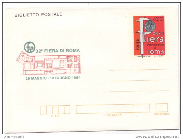 Italia - 1984 - Biglietto Postale, Fiera Di Roma, L. 400 - Nuovo - Interi Postali