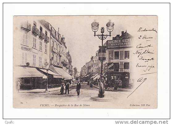 Vichy : Perspective De La Rue De Nimes / Edition ND Phot N°50 / Carte Précurseur - Vichy