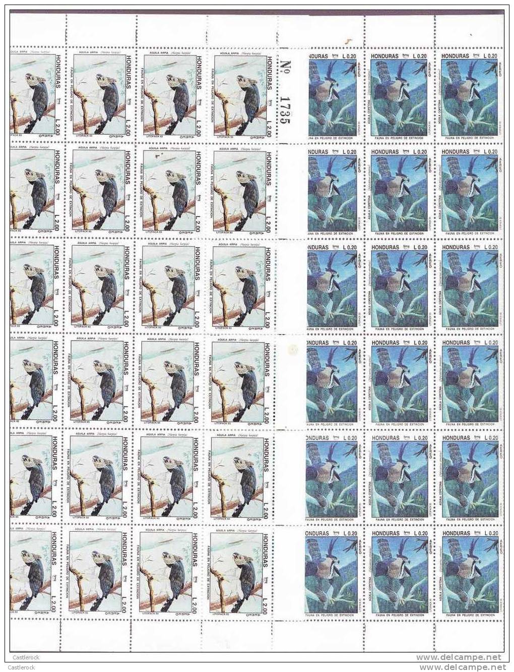 T)1993 HONDURAS,MIDDLE FULLSHEET(3),UPAEP,ENDANGERED BIRDS,MNH,SCN C908-C910,PERF.13 ½ ,CV 84 - Honduras