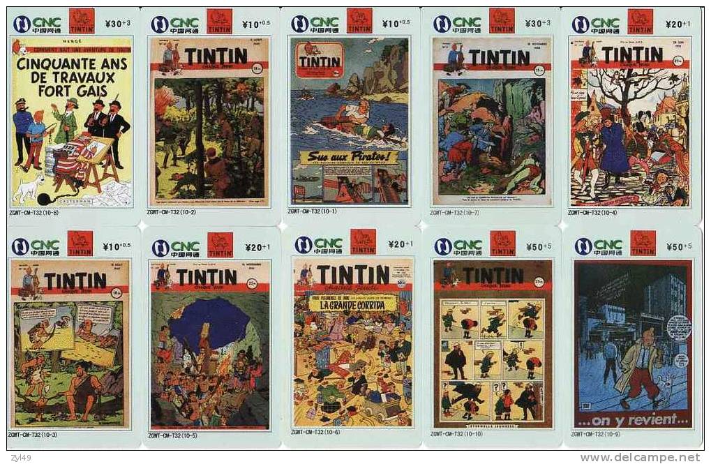 T04373 China Phone Cards Tintin 10pcs - BD