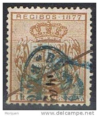 Sello Recibos 1877,  Fiscal 12 Cts Castaño  º - Fiscaux