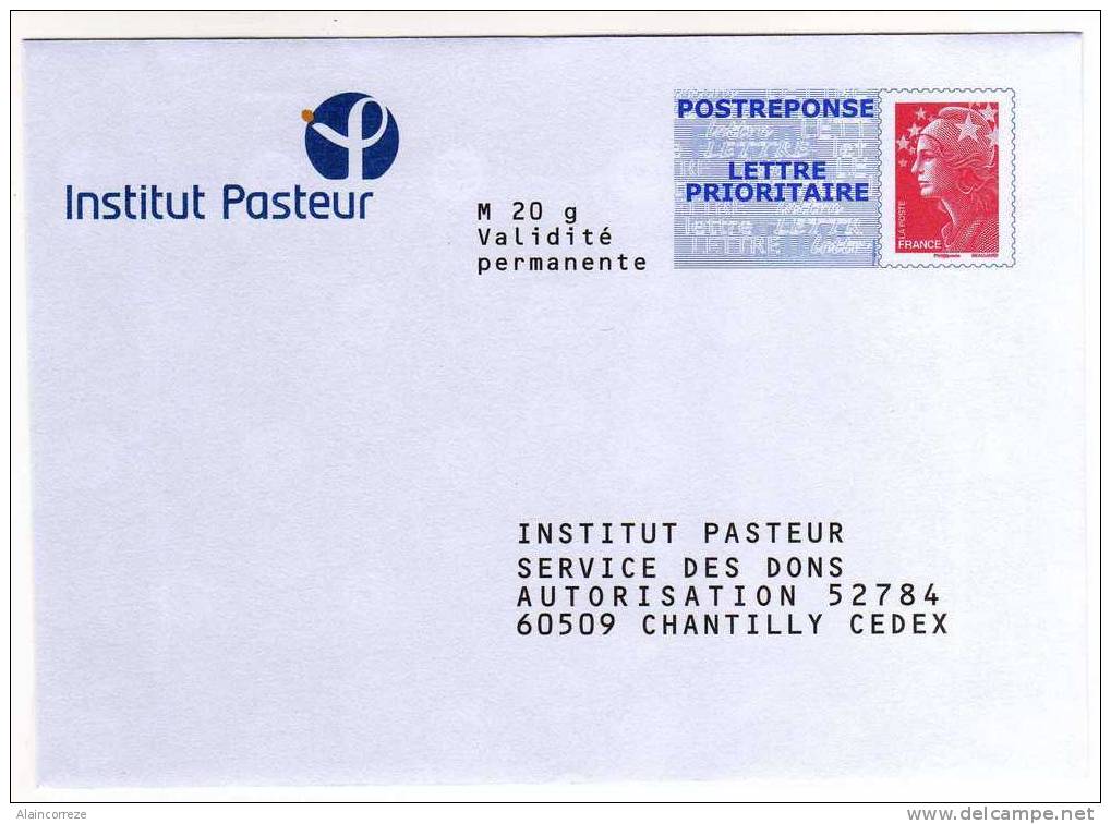Entier Postal PAP POSTREPONSE Oise Chantilly INSTITUT PASTEUR Autorisation 52784 N° Au Dos: 09P538 - Prêts-à-poster:Answer/Beaujard