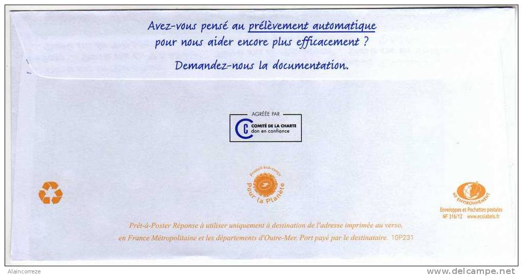 Entier Postal PAP POSTREPONSE Seine Et Marne Melun Fondation Recherche Médicale Autorisation 34093 N° Au Dos: 10P231 - Listos Para Enviar: Respuesta /Beaujard