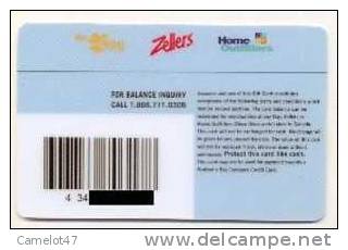 The Bay / Zellers / Home Outfitters, CANADA,  Carte Cadeau Pour Collection # 5 - Cadeaubonnen En Spaarkaarten