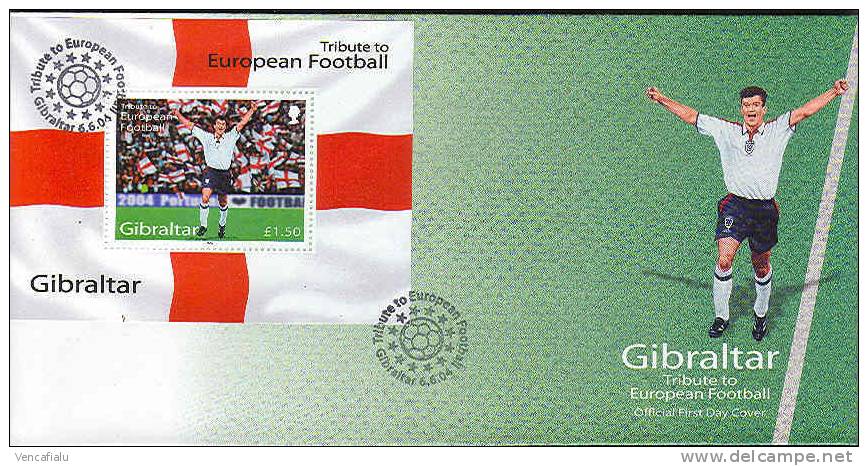 Gibraltar  2004 - Soccer, FDC With S/S - Championnat D'Europe (UEFA)