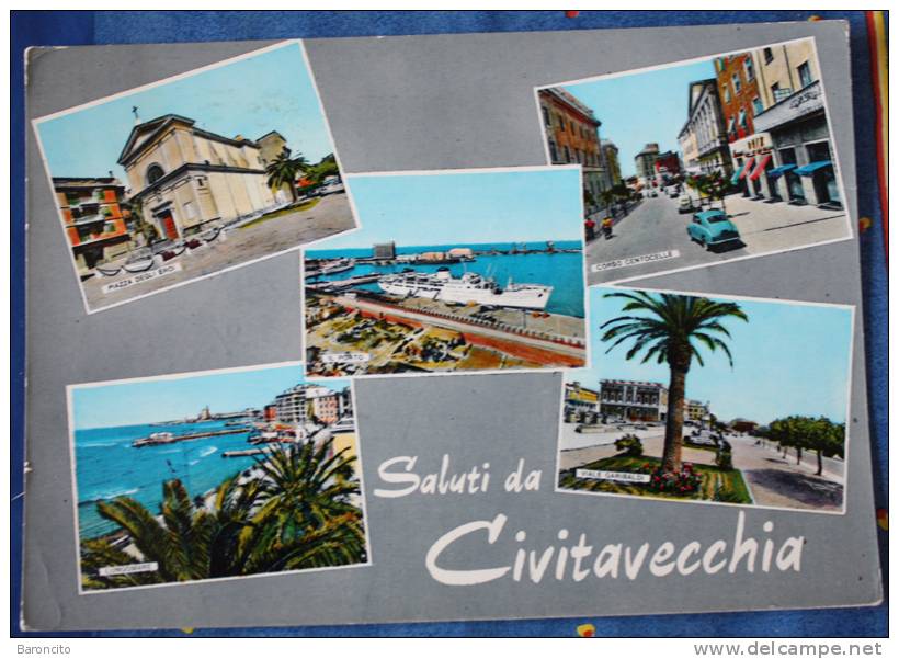 LAZIO - CIVITAVECCHIA (RM) Saluti Con Diverse Vedutine. Cartolina Viaggiata.1964 - Civitavecchia