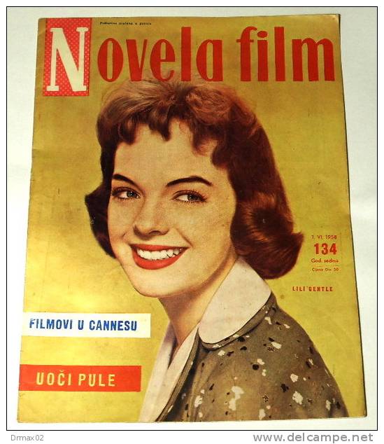 LILI GENTLE Front Cover,  NOVELA FILM  Yugoslavia 1958 No 134 (films, Movies) - Magazines