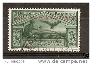 1930 EGEO USATO VIRGILIO POSTA AEREA 50 CENT - RR3192/2 - Ägäis