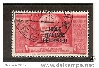 1930 EGEO USATO AUGUSTO POSTA AEREA 5 LIRE - RR3191-4 - Egée