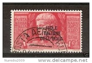 1930 EGEO USATO AUGUSTO POSTA AEREA 5 LIRE - RR3191-2 - Ägäis