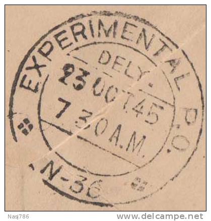 Experimental PO N-36, Br India King George VI PSE, Postal Stationery Envelope, Used, India - 1936-47 Roi Georges VI