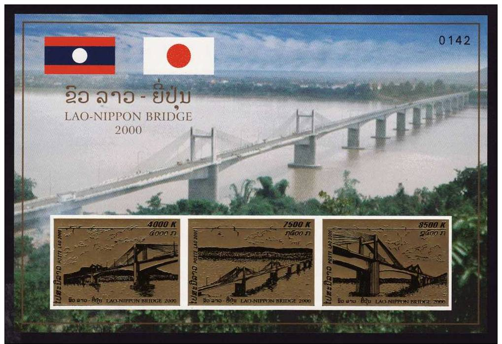 Laos 2000 MNH **   Lao-Nippon Bridge S/s - Pont  Scott 1472A Imperforated  Y & T BF 151A ND  Michel Bl 180 B - Laos