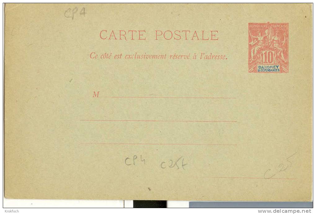 Dahomey Bénin - Entier Stationary - Carte Postale ACEP CP4  - Cote 25 Euros - - Storia Postale