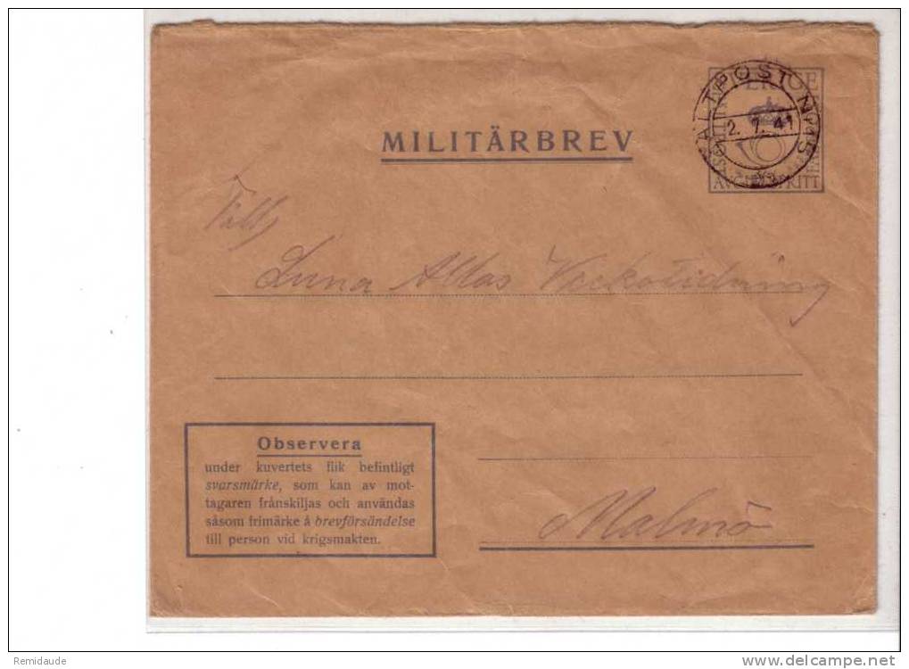 1941 - LETTRE PSEUDO ENTIER POSTAL MILITAIRE SECTEUR 31113 - GUERRE 39/45 - Postwaardestukken