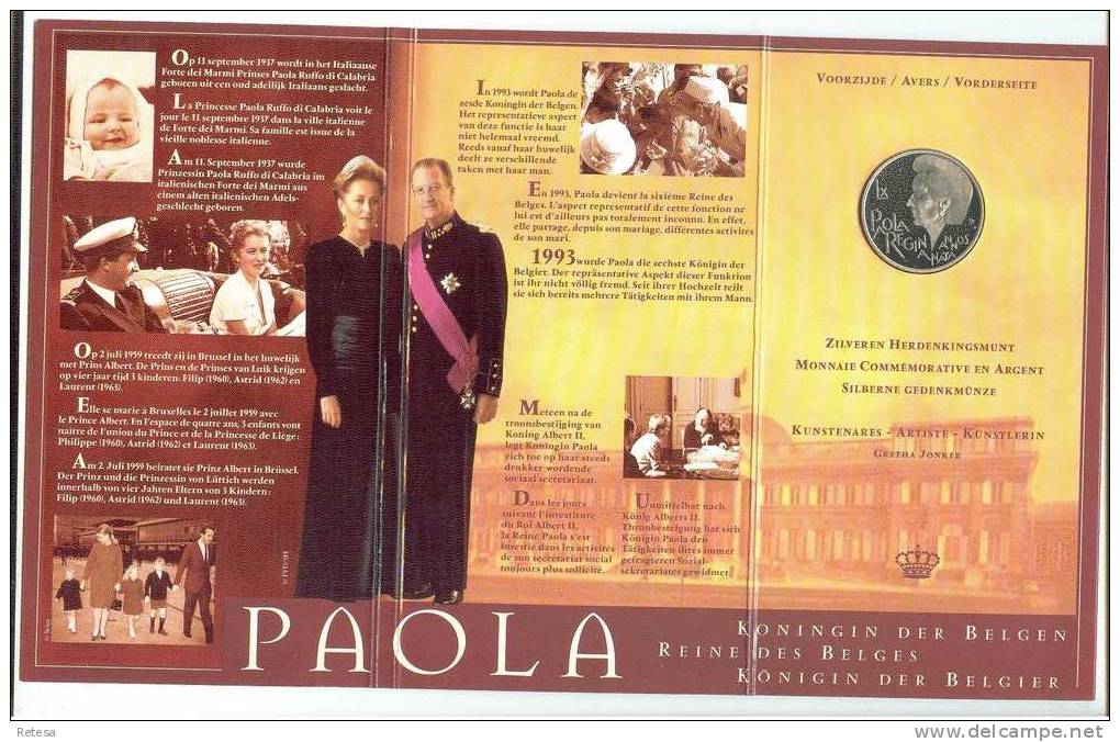 KONINGIN PAOLA  60 JAAR  250 FRANK  ZILVER 1997  PROOF  MEDAILLESLAG - 250 Francs