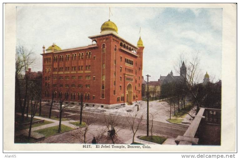 El Jebel Temple, Masons Masonic Temple, Denver CO Colorado On C1910s Vintage Postcard - Denver