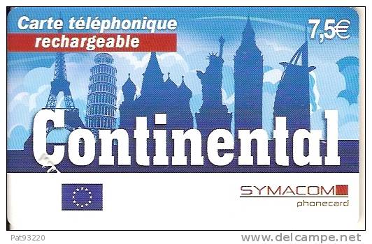 TELECARTE / Rechargeable /  SYMACOM - Continental Façiale 7.5 € / N° Europe 7 - 007964-0098 / Très Bon Etat - Altri – Europa