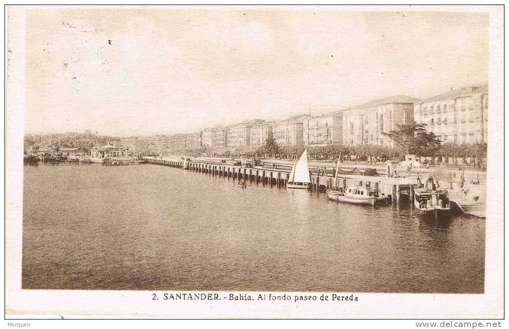 4883. Postal SANTANDER 1949 A Roma . Transito Por GIBRALTAR - Lettres & Documents