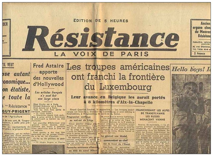 Résistance N°35 Du 11 Septembre 1944 - Allgemeine Literatur