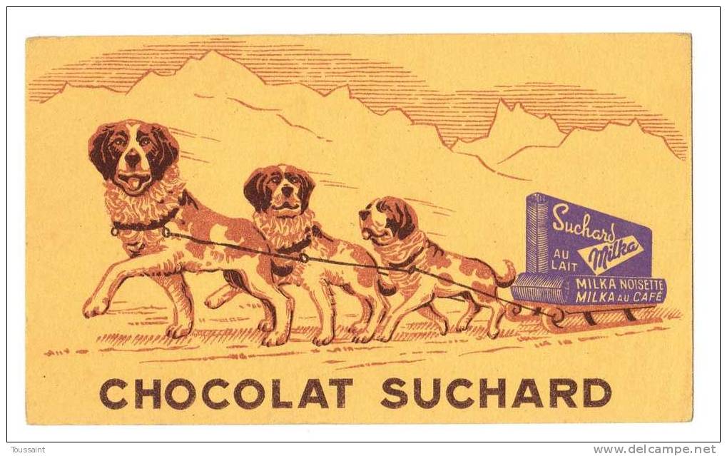 Buvard Suchard: Chocolat, Chien Saint Bernard Et Traineau (10-2262) - Kakao & Schokolade